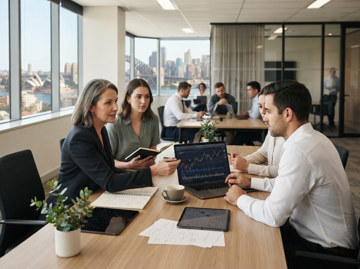 24AutoTrade analysts reviewing AI-generated portfolio data